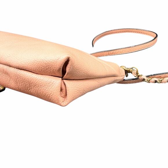 Elliott Lucca Blush Leather Crossbody Bag Chain Strap Zip Pocket - Picture 5 of 14